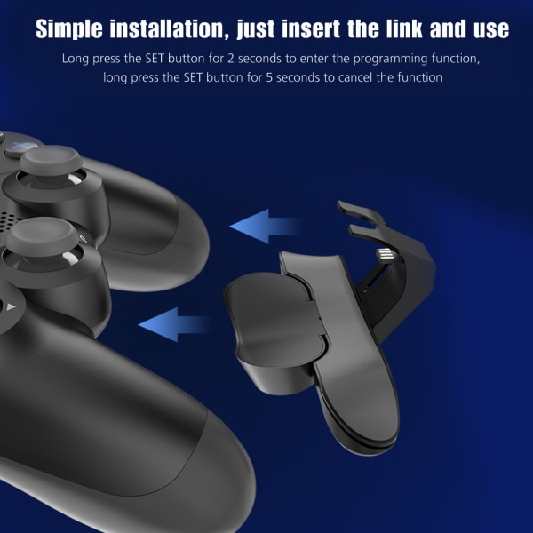 Paddles til PS4 Controller, Back Button Attachment til PS4, Controller Paddles til PS4, Turbo Function/Memory Function/Plug And Play, PS4 Contr svart