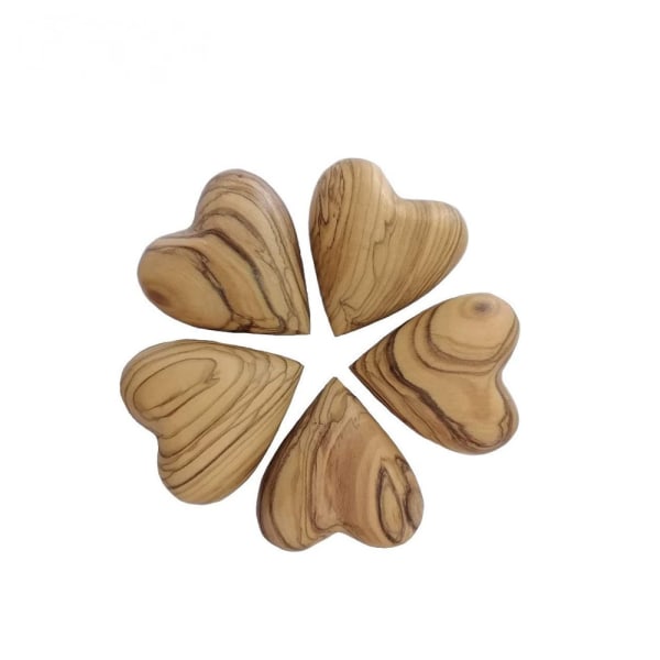 5 delar trähjärta 3D kärlek trähjärta hantverk olivträ snidat hjärta trähjärta dekoration Jubileumspresent