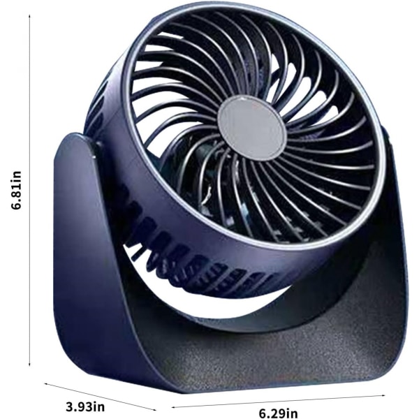 Mörkblå bordsfläkt Tyst borstlös turbin Mini elektrisk fläkt Rotera fläkten 360 grader Klicka på induktionen på-av Black
