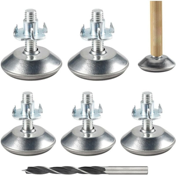 20 stk. Justerbare Møbelben M8 x 40 mm Justerbare Nivelleringsfødder Møbeljusteringsskruer med Klemmenøgler og Metalbor til Stol Bord-