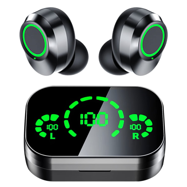 Hörsnäckor, Bluetooth 5.3-hörlurar Inbyggd mikrofon, HiFi-stereoljud, LCD- case, Touch Control-hörlurar
