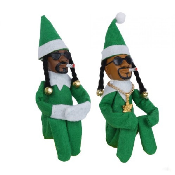 Snoop on a Stoop Elf , 1 STK 24cm Elf on The Shelf Docka, Hip Hop Elf Doll Plyschleksak till påsk Elf Ornament Heminredning Julklapp 4