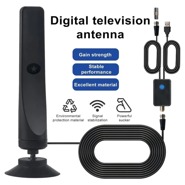 TV-antenn, TV-antenn Signal Booster Support 1080P, TV-antenn för Smart TV inomhus, Digital TV-antenn