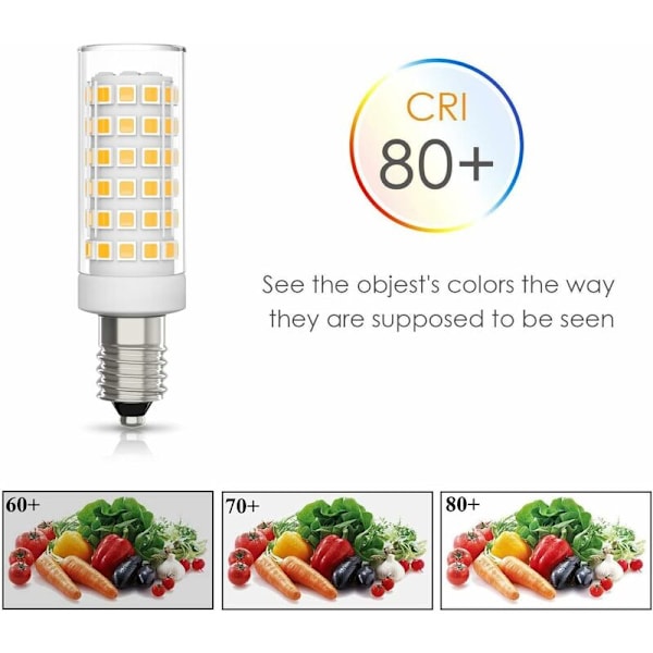 6 kpl E14 LED-lamppu 9W Halogeeniekvivalentti 75W, Lämmin valkoinen 3000K Ei-himmennettävä 360° Valokeila liesituulettimeen Keittiölamppu Yölamppu