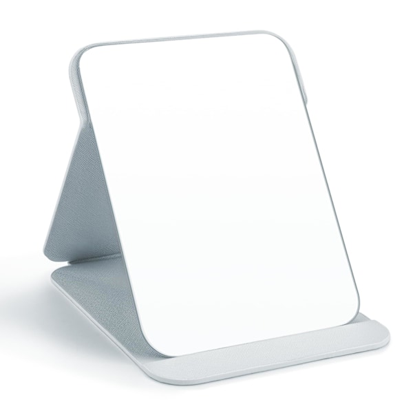 25x17cm Bärbar Hopfällbar Spegel, Super HD Kompakt Sminkspegel, Vit PU Läder Rese, Fristående Toalettbordsspegel, Bordsmodell Hopfällbar Vit 25*17 White