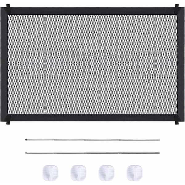 Magisk hundegrind, sikkerhetstrappegrind for hunder med hardere kroker og stolper Svart 110 × 72cm