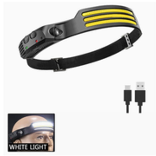 Uppladdningsbar Pannlampa 1000 Lumen 230° Bred Stråle Handsfree Sensor LED-strålkastare 1500mAh IPX5 Vattentät Three white lights