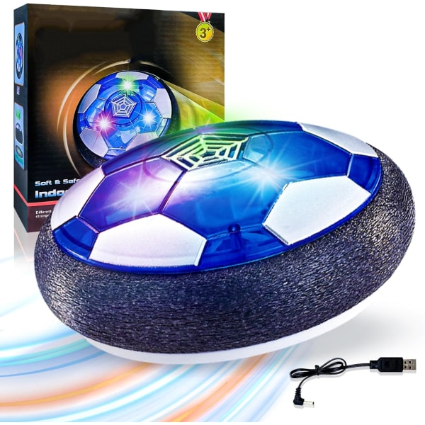 Hover Football Barnleksaker, USB uppladdningsbar Hover Ball Julklapp med färgglada LED-lampor och skyddande skumstötfångare, Air Power Soccer Hover B