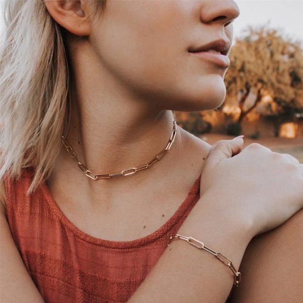 925 Sterling Sølv Lås Papirclips Kæde Armbånd 14K Hvidguld Belagt Solid Diamantskåret Papirclips Kæde Kvinder Armbånd Justerbar Lagdelt Be 2pcs