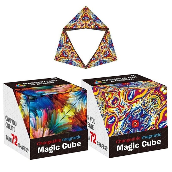 Sort Udskiftelig Magnetisk Magic Cube 3D Hånd Flip Puslespil Anti Stress Legetøj Gave lågans färg