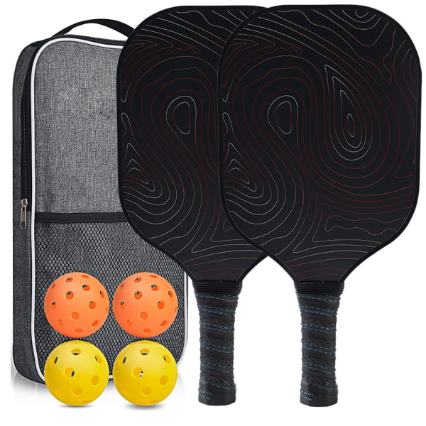 Pickleball Paddles Racket Set, 2 glassfiber Pickleball Paddles med 4 baller, 1 bag for innendørs utendørssport, voksne, nybegynnere og profesjonelle 1