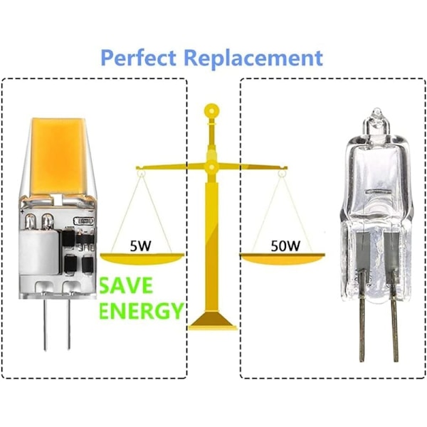 G4 LED-pære AC/DC 12V 5W LED-lamper G4 Varm hvid 3000K Lyskildefast svarende til 50W halogenpære 360° strålevinkel Ingen flimmer, 6-pak, Varm hvid