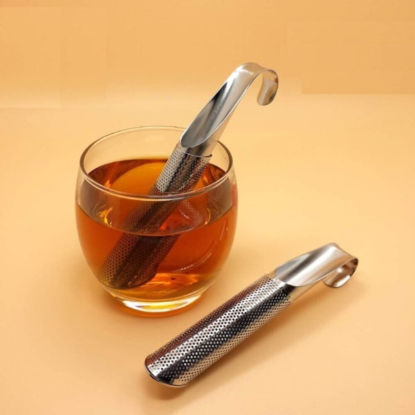 2 stk krok te-pinne infuser diffuser sil filter mesh løs te urter stål 2 st
