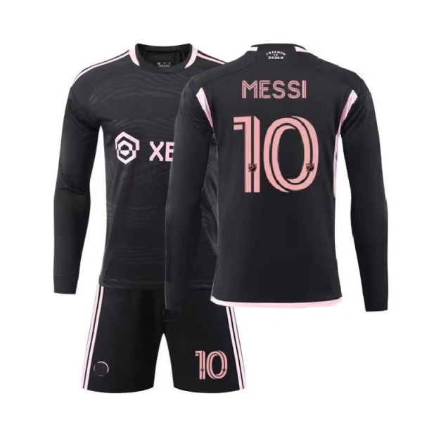 Miami tröja nr 10 Messi major league fotbollsuniform hem rosa kostym med strumpor sportkläder för vuxna och barn Black long sleeved size 10 suit M