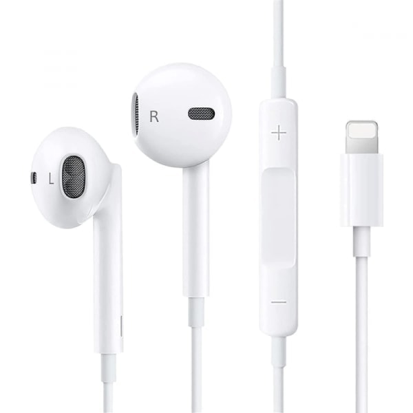 Hörlurar för iPhone 11, Hörlurar för iPhone 12, HiFi Stereo Wired brusreducerande hörlurar med inbyggd mikrofon och volymkontroll, Kompatibel med