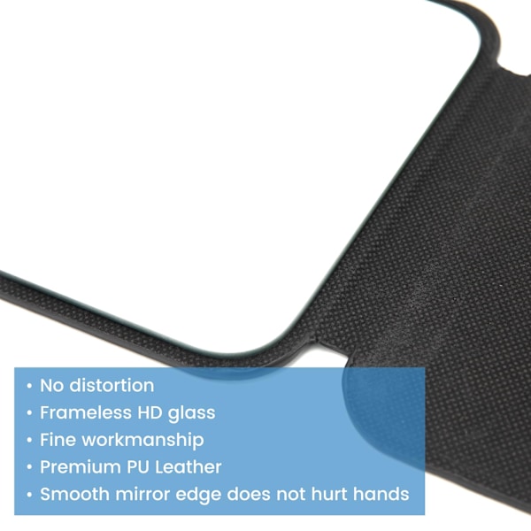 16x11cm Kannettava Taitettava Peili, Ultra HD Kompakti Meikkipeili, Musta PU-nahkainen Matkapeili, Itsenäinen Meikkipöytä, Pöytätaso Taitettava musta 16*11 black