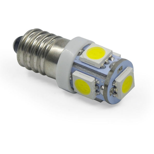 10 st E10 6V Kallvita LED-lampor 5SMD 0.5W 50LM (Varmvit)