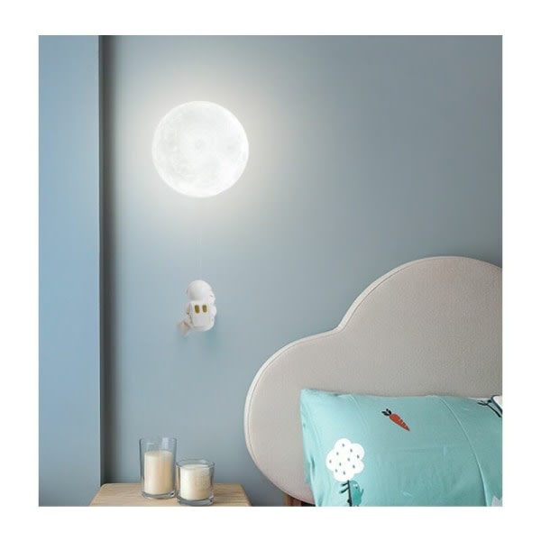 Moon seinävalaisin lastenhuoneeseen moderni, kolmivärinen LED-valaisin halkaisija 15cm