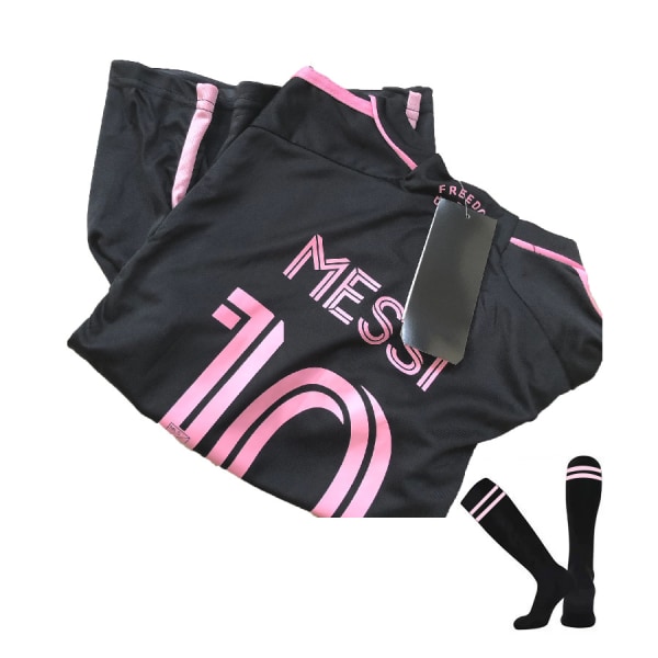 Miami tröja nr 10 Messi major league fotbollsuniform hem rosa kostym med strumpor sportkläder för vuxna och barn Black size 10 set+socks XXXL