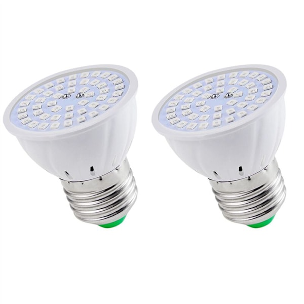 2X E27 80 LED Vækstlampe LED Vækstlys Lamper Fuld Spektrum Phyto Blomsterfrøplante til Indendørs Hydroponiske Planter