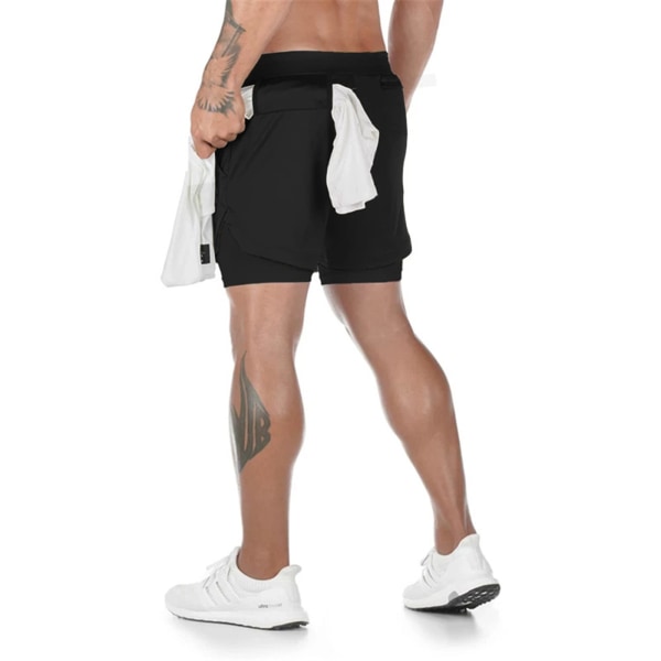 Löparshorts för män锛學orkout löparshorts för män锛?-i-1 Stealth Shorts锛?-Inch Gym Yoga Outdoor Sports Shorts black M