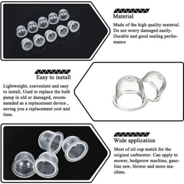12 kpl Primer-pumppu kaasuttimelle 19 mm ja 22 mm Primer-pumppu Primer-tarvikkeet ruohonleikkurille moottorisahalle puhallinleikkurille trimmerille