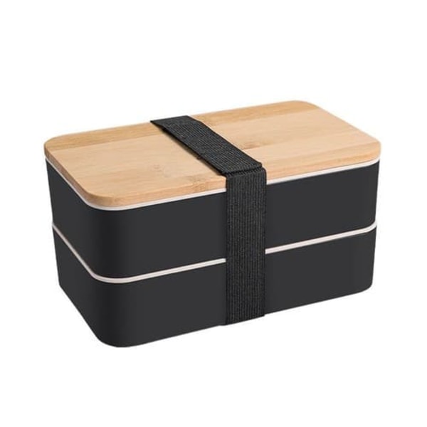 Musta lounaslaatikko + eristetty laukku | Japanilainen design Bento 3 paikkaasetukset | Bamboo Bento Box 2 ilmatiiviit lokerot 1200 ML | Mikr