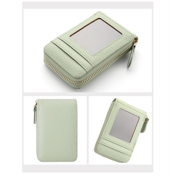 RFID-estoinen case, suurikapasiteettinen naisten case, pieni aitoa nahkaa oleva case , jossa irrotettava avaimenperä ID Grön