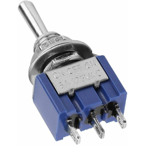 10 stk Mini Vippebryter PÅ-AV-PÅ SPDT MTS-103 3 Posisjoner 3 Stifter 6mm 6A 125VAC