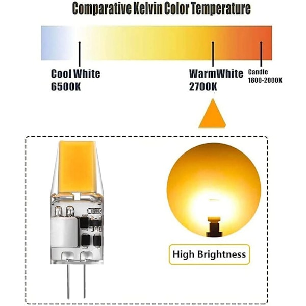 G4 LED-pære AC/DC 12V 5W LED-lamper G4 Varm hvid 3000K Lyskildefast svarende til 50W halogenpære 360° strålevinkel Ingen flimmer, 6-pak, Varm hvid