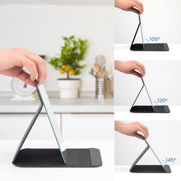 25x17cm Bärbar Hopfällbar Sminkspegel, Super HD Bordsmodell Fristående Svart PU Läder Resespegel svart 25*17 black