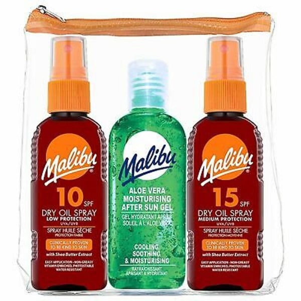 Malibu Dry Oil SPF10 & SPF15 + After Sun 3-pack Multicolor