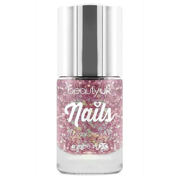 Beauty UK Glitter Nail Polish - Stardust Pink Transparent