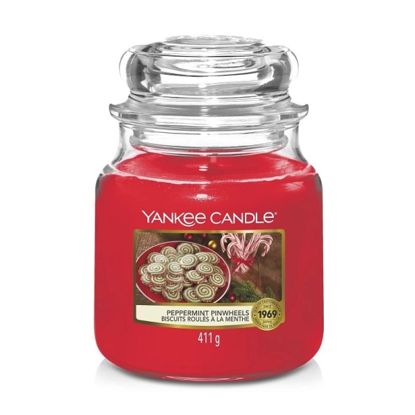 Yankee Candle Classic Medium Jar Peppermint Pinwheels 411g Red