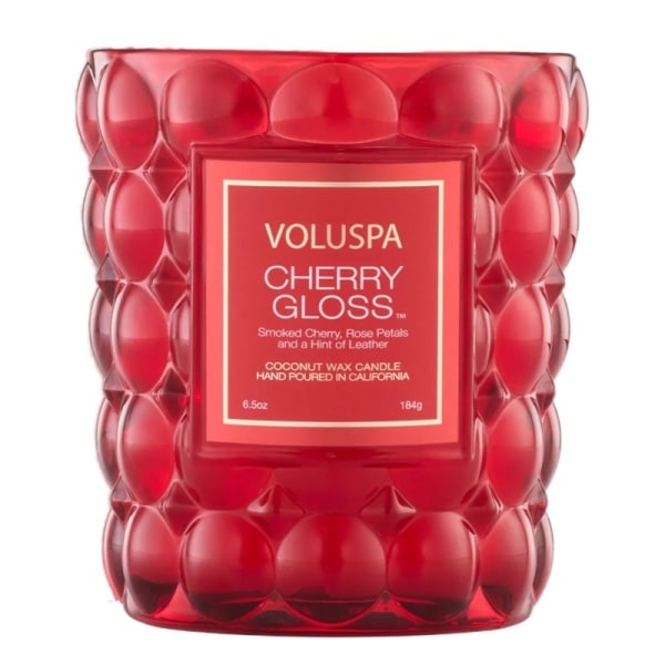 Voluspa Boxed Textured Glass Candle Cherry Gloss 184g Red