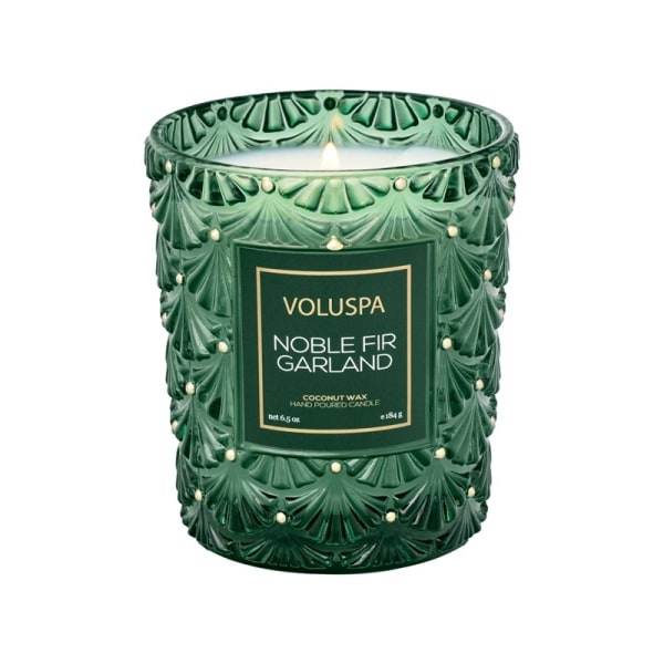 Voluspa Boxed Textured Glass Candle Noble Fir Garland 184g Transparent