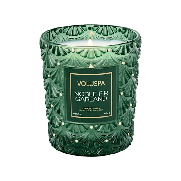 Voluspa Boxed Textured Glass Candle Noble Fir Garland 184g Transparent