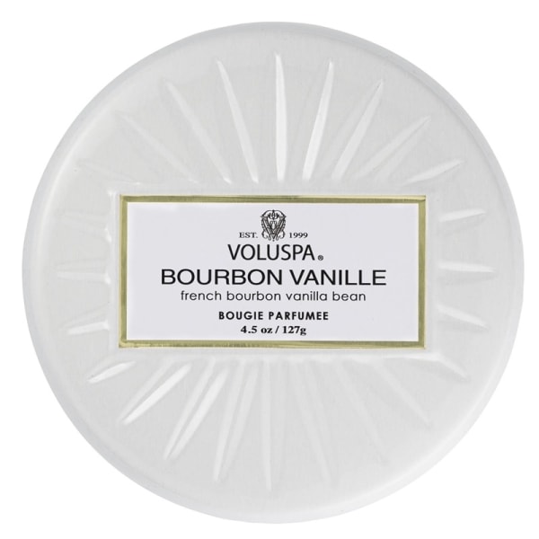 Voluspa Decorative Tin Candle Bourbon Vanille 127g Ljusgrå