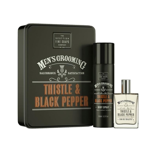 Giftset Scottish Fine Soap Thistle & Black Pepper Fragrance Duo Transparent