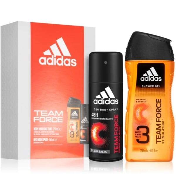 Adidas Team Force For Him Deospray 150ml + Shower Gel 250ml Röd