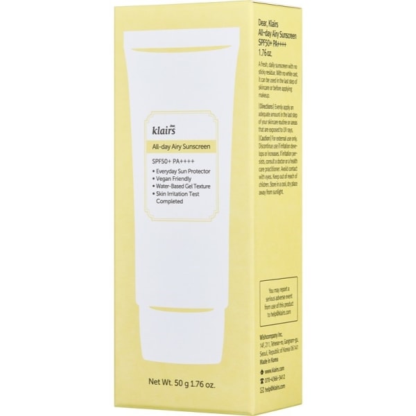 Klairs All-day Airy Sunscreen SPF50 50ml Transparent