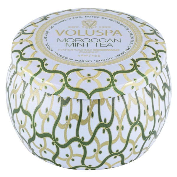 Voluspa Decorative Tin Candle Moroccan Mint Tea 113g Green