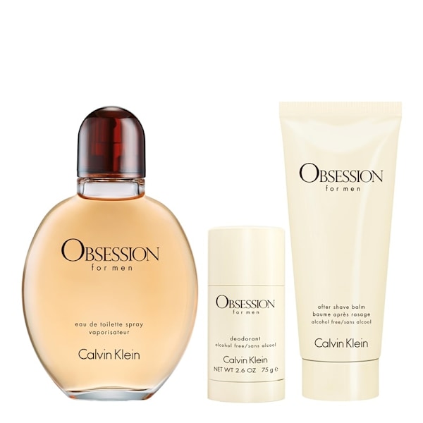 Giftset Calvin Klein Obsession for Men Edt 125ml + Aftershave Balm 100ml + Deostick 75g grå