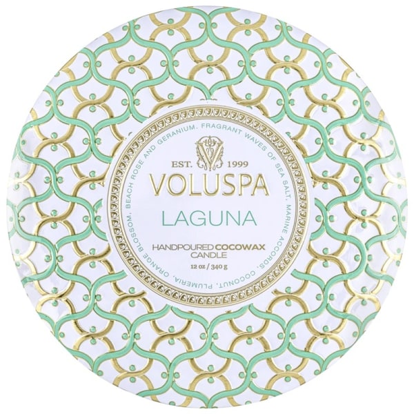 Voluspa 3-Wick Candle Decorative Tin Laguna 340g Vit