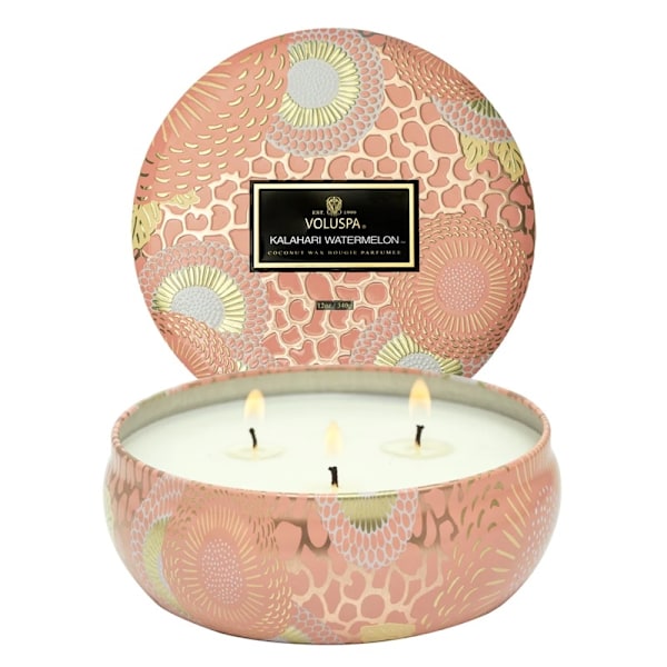 Voluspa 3-Wick Candle Decorative Tin Kalahari Watermelon 340g Rosa