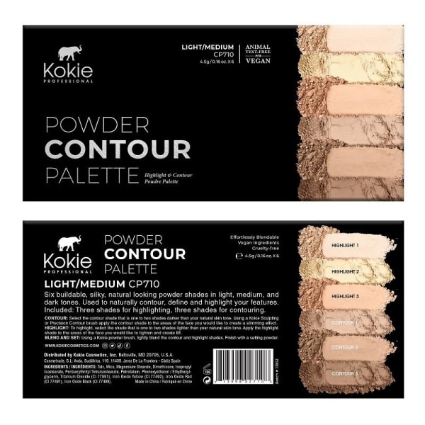 Kokie Powder Contour Palette Light/Medium Multicolor