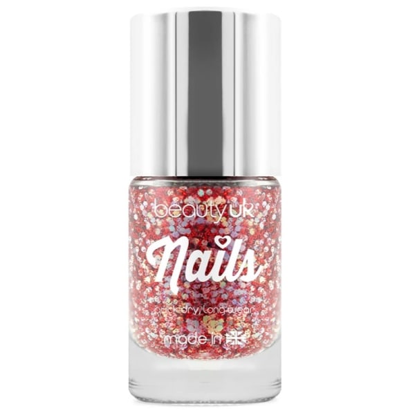 Beauty UK Glitter Nail Polish - Astral Stars Red Transparent