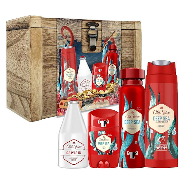 Giftset Old Spice Captains Treasure Chest Brun 894e Brown 1039 Fyndiq