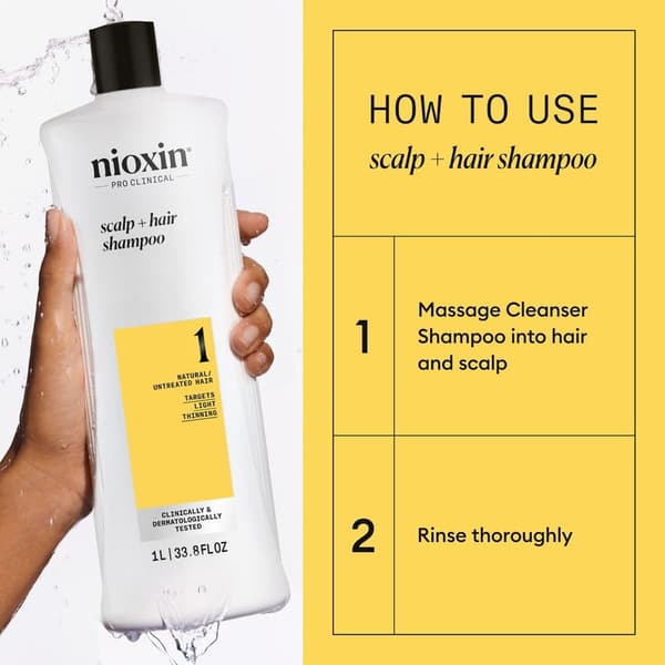 Nioxin System 1 Shampoo for Thinning Hair 1000ml White