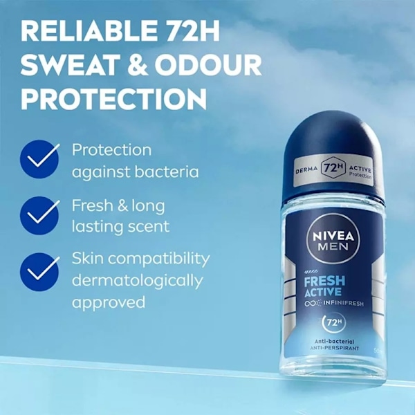 Nivea Men Fresh Active Roll On 50ml Blå